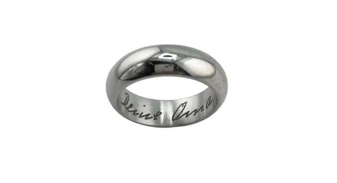 Goldschmiede Kälber Würselen-Lasergravur Handschrift aus altem Poesiealbumeintrag Erinnerungsschmuck